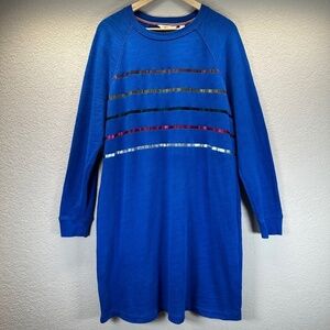 Boden Sweatshirt Mini Dress Womens Size 16/18R Long Sleeves Crew Neck TINY FLAW